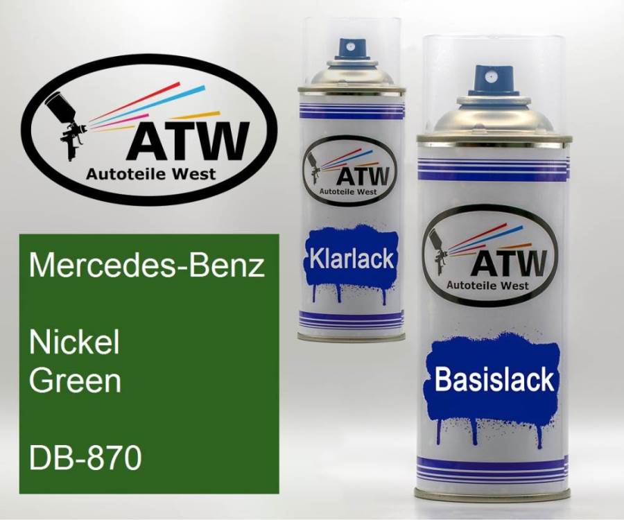 Mercedes-Benz, Nickel Green, DB-870: 400ml Sprühdose + 400ml Klarlack - Set, von ATW Autoteile West.